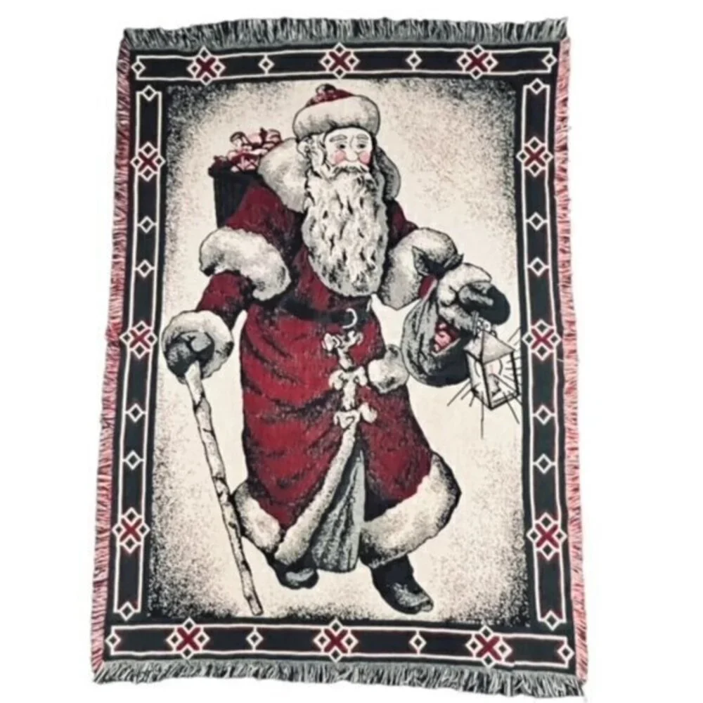 Vintage BEACON The Blanket Brand Santa Claus Blanket Tapestry #508 50